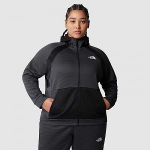 Bluza z Kapturem The North Face Plus Size Mountain Athletics Full-Zip Damskie Szare Czarne | Polska-9354218