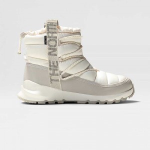 Buty Zimowe The North Face ThermoBall™ Nieprzemakalne Koronkowe Up Damskie Białe Srebrne Szare | Polska-8763942