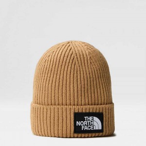 Czapka The North Face TNF Logo Box Cuffed Damskie Khaki | Polska-7246359