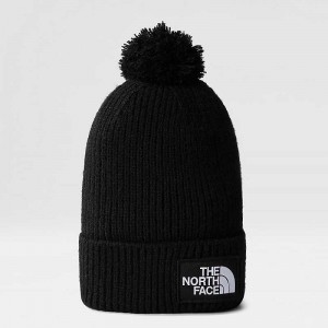 Czapka The North Face TNF Logo Box Pom Damskie Czarne | Polska-7896032