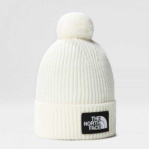 Czapka The North Face TNF Logo Box Pom Damskie Białe | Polska-2897354