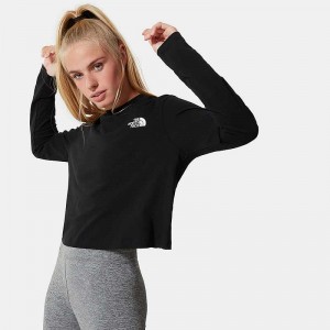 Koszulki The North Face Cropped Long-Sleeve Damskie Czarne | Polska-3751289