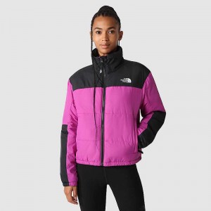 Kurtki Ocieplane The North Face Gosei Damskie Fioletowe Zielone Kwiaty Czarne | Polska-5094817