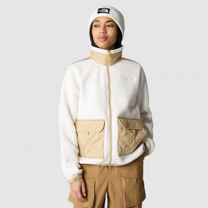 Kurtki Polarowe The North Face Royal Arch Full-Zip Damskie Białe Khaki Szare | Polska-5812794