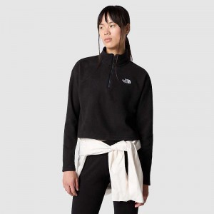 Swetry Z Polaru The North Face 100 Glacier Cropped 1/4 Zip Damskie Czarne | Polska-7398042