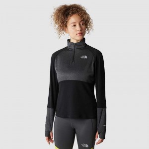 Swetry Z Polaru The North Face 1/4 Zip Run Damskie Czarne Szare | Polska-2940631