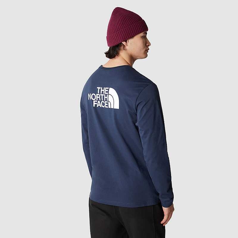 Koszulki The North Face Easy Long-Sleeve Męskie Granatowe | Polska-9431207