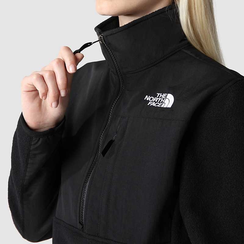 Kurtki Polarowe The North Face Cropped Denali Damskie Czarne | Polska-9216308