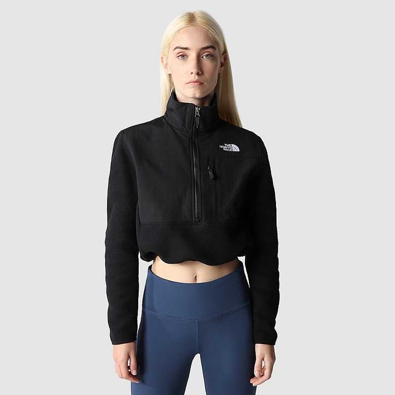 Kurtki Polarowe The North Face Cropped Denali Damskie Czarne | Polska-9216308