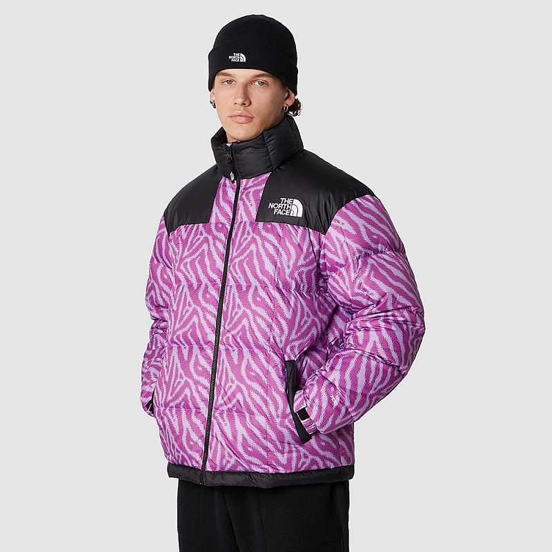 Kurtki Puchowe The North Face Lhotse Męskie Fioletowe Zielone Kwiaty | Polska-6519248