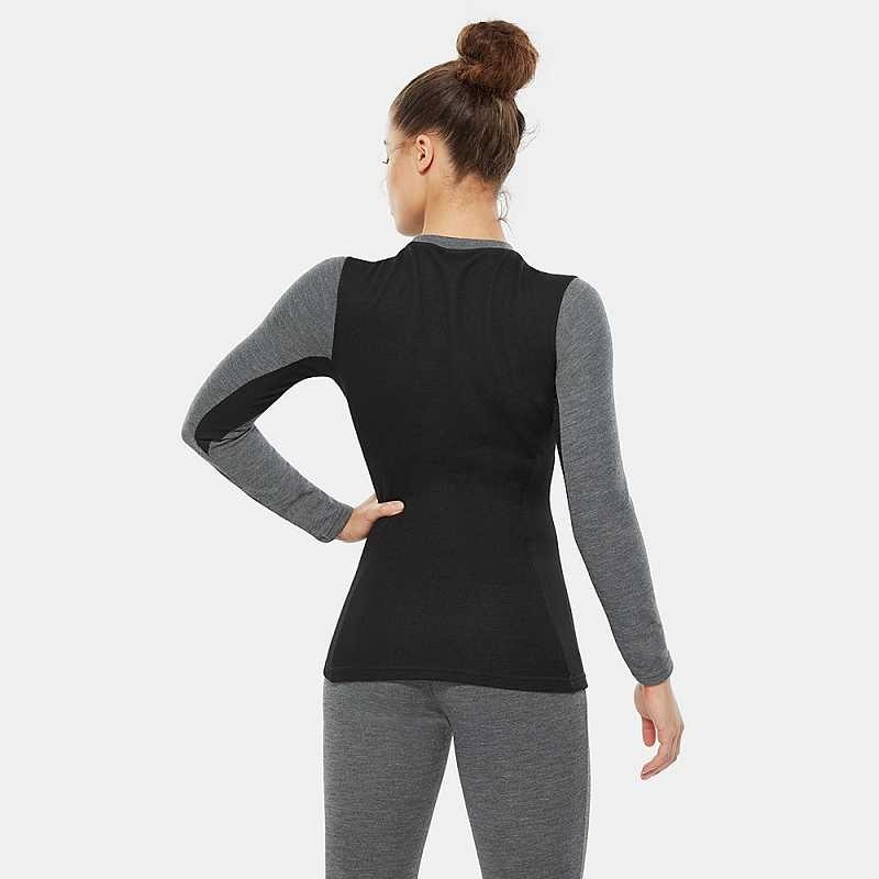 Swetry The North Face Easy Long-Sleeve Damskie Szare Czarne | Polska-3542891