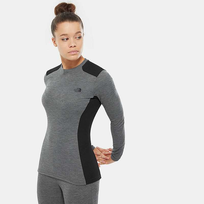 Swetry The North Face Easy Long-Sleeve Damskie Szare Czarne | Polska-3542891