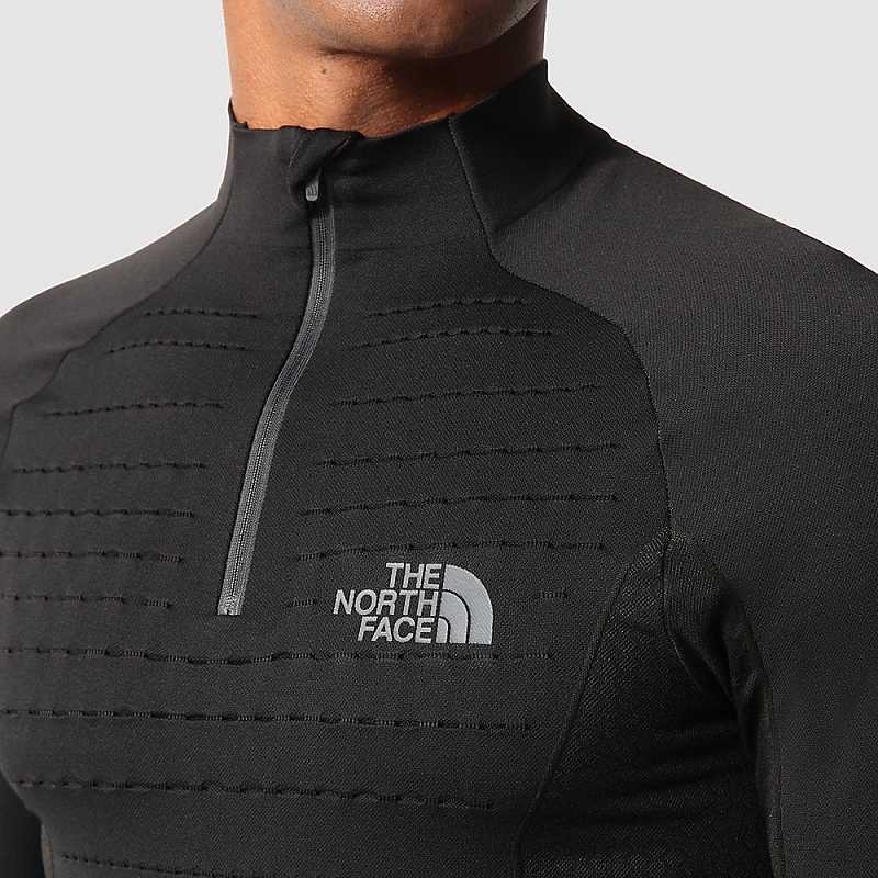 Swetry The North Face Sportowe Long-Sleeve Zip Męskie Czarne Szare | Polska-5073264